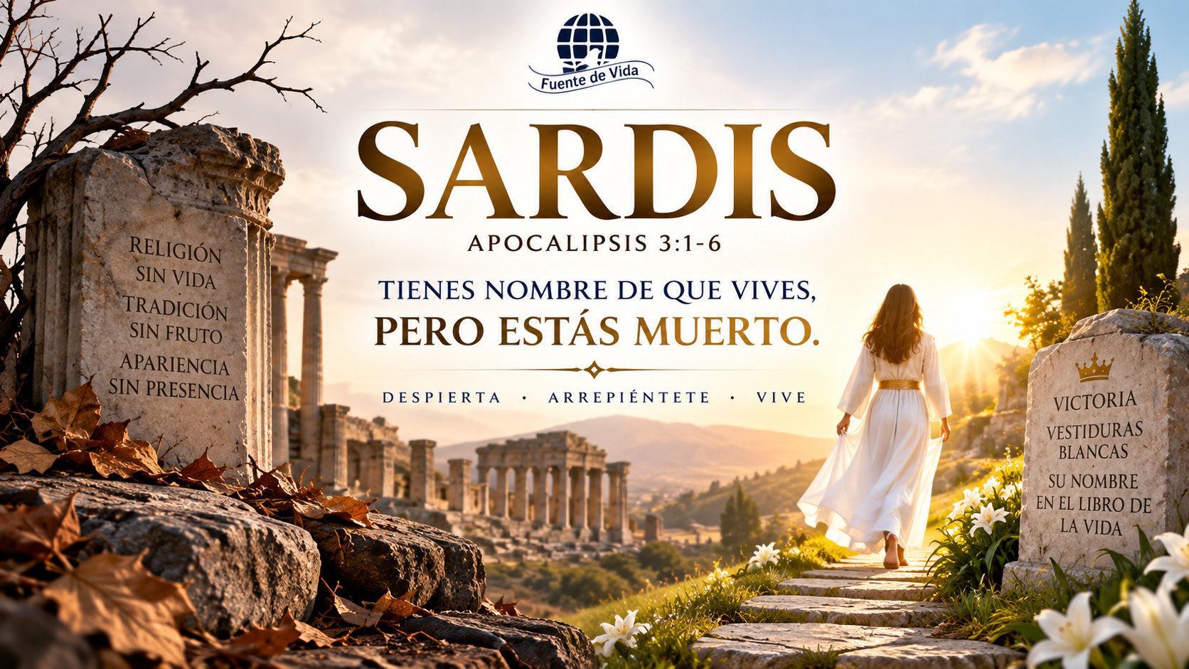 Sardis — Serie bíblica Apocalipsis 3:1-6, Escuela Dominical y Servicio, Domingo 13 de Septiembre en Iglesia Fuente de Vida